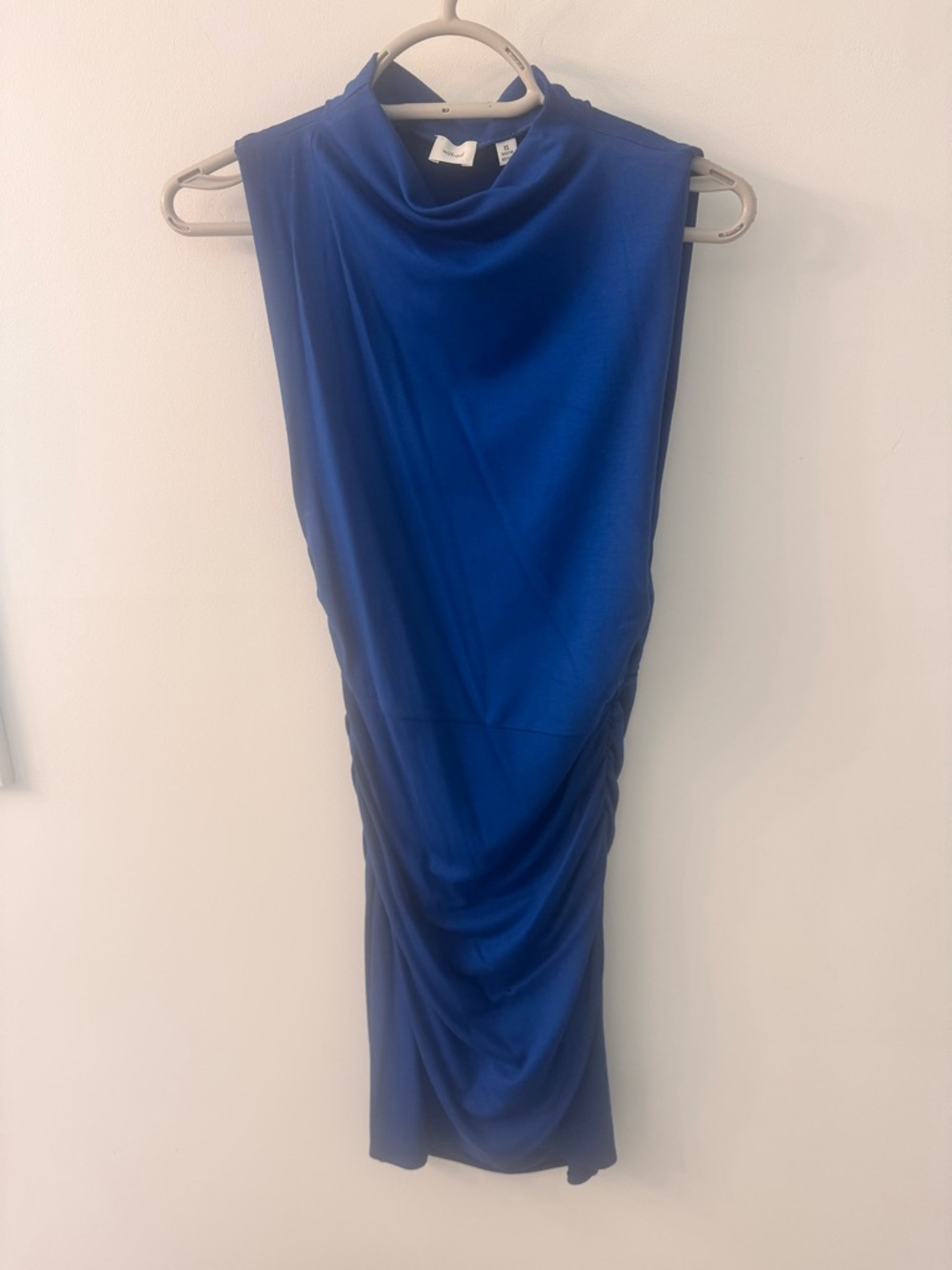 Aritzia Royal Blue Sleeveless Ruched Midi Dress